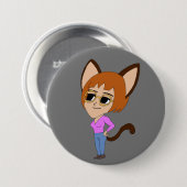 Badge Rond 7,6 Cm bouton Chibi catgirl (Devant & derrière)