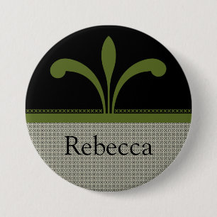 Badge Rond 7,6 Cm Bouton Chic Floral, Vert olive