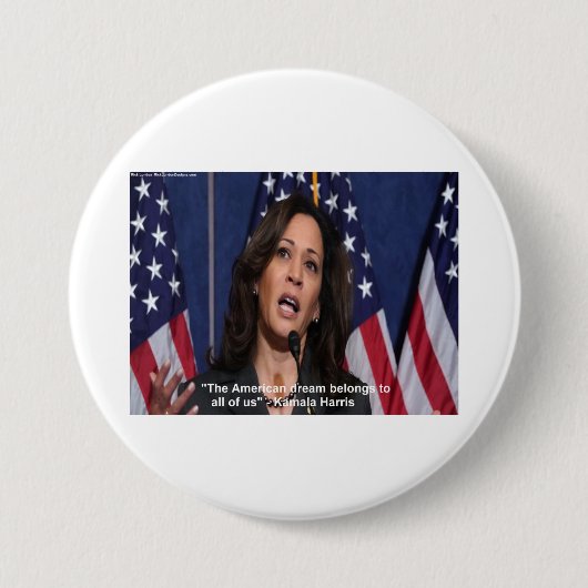 Badge Rond 7,6 Cm Bouton Citation de Kamala Harris et American Dream (Devant)