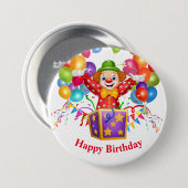 Badge Rond 7,6 Cm Bouton clown d'anniversaire (Devant & derrière)