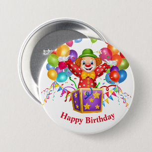 Badge Rond 7,6 Cm Bouton clown d'anniversaire
