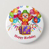 Badge Rond 7,6 Cm Bouton clown d'anniversaire (Devant)