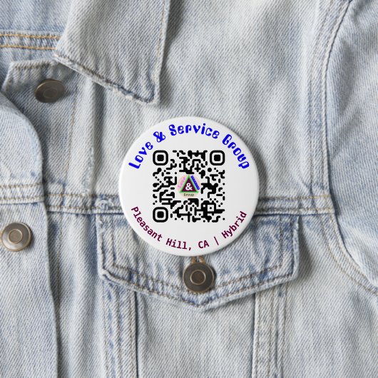 Badge Rond 7,6 Cm Bouton Code QR Linktree LNS Blanc (En situation)