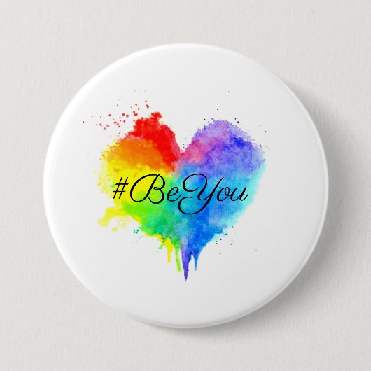 Badge Rond 7,6 Cm Bouton Coeur de #BeYou (Devant)