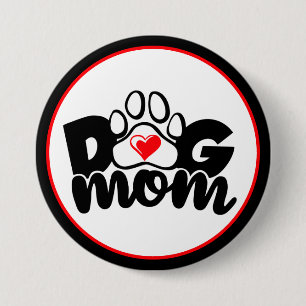 Badge Rond 7,6 Cm Bouton Coeur Paw Maman Chien
