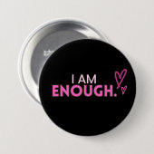 Badge Rond 7,6 Cm Bouton Coeur rose "Je Suffis" (Devant & derrière)