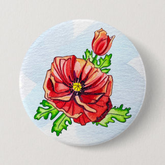 Badge Rond 7,6 Cm Bouton Coquelicot