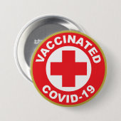Badge Rond 7,6 Cm Bouton Covid-19 vacciné (Devant & derrière)