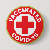 Badge Rond 7,6 Cm Bouton Covid-19 vacciné (Devant)