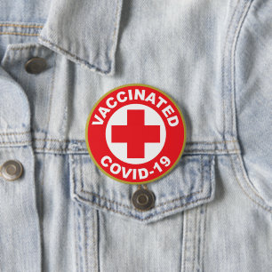 Badge Rond 7,6 Cm Bouton Covid-19 vacciné