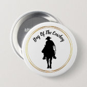 Badge Rond 7,6 Cm Bouton Cowboy sur le cheval en silhouette (Devant & derrière)