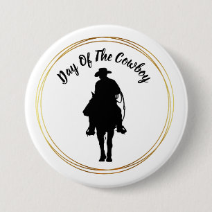 Badge Rond 7,6 Cm Bouton Cowboy sur le cheval en silhouette