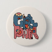 Badge Rond 7,6 Cm Bouton d'alimentation Fille (Devant)