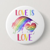 Badge Rond 7,6 Cm Bouton d'amour arc-en-ciel de fierté (Devant)