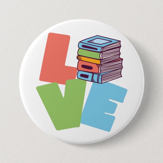 Badge Rond 7,6 Cm Bouton d'amour du livre (Devant)