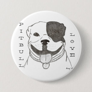 Badge Rond 7,6 Cm Bouton d'amour Pitbull