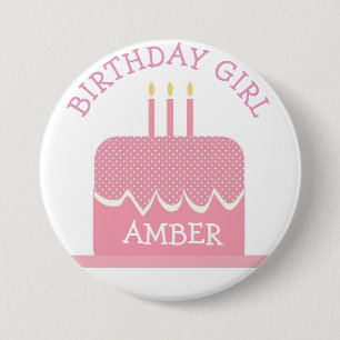Badge Rond 7,6 Cm Bouton d'anniversaire de fille de Polka personnali