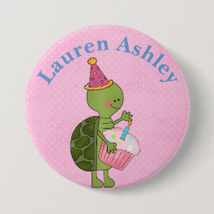 Badge Rond 7,6 Cm Bouton d'anniversaire de la tortue customisée et d
