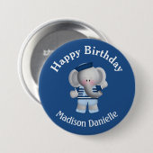 Badge Rond 7,6 Cm Bouton d'anniversaire de l'éléphant marin personna (Devant & derrière)