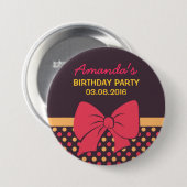 Badge Rond 7,6 Cm Bouton d'anniversaire des Pois Brown (Devant & derrière)