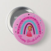 Badge Rond 7,6 Cm Bouton d'anniversaire pour enfants arc-en-ciel (Devant & derrière)