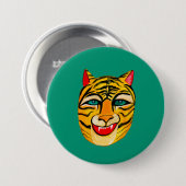 Badge Rond 7,6 Cm Bouton d'aquarelle de tigre riant (Devant & derrière)