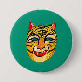 Badge Rond 7,6 Cm Bouton d'aquarelle de tigre riant (Devant)