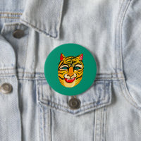 Bouton d'aquarelle de tigre riant