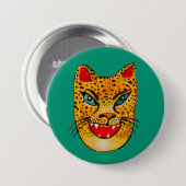 Badge Rond 7,6 Cm Bouton d'aquarelle Jaguar riant (Devant & derrière)