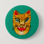 Badge Rond 7,6 Cm Bouton d'aquarelle Jaguar riant (Devant)