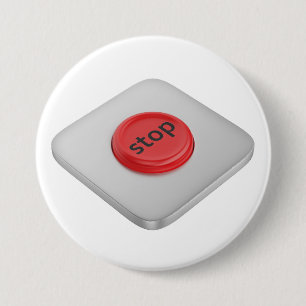 Badge Rond 7,6 Cm Bouton d'arrêt rond rouge