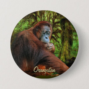 Badge Rond 7,6 Cm Bouton d'art Orangoutan sauvage et Primate de la J