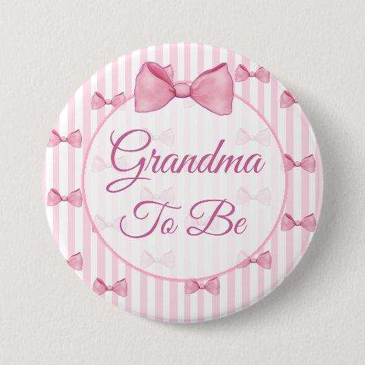 Badge Rond 7,6 Cm Bouton de Baby shower de la grand-mère rose (Devant)