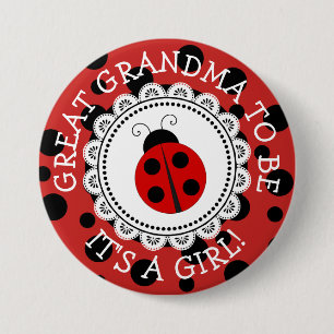 Badge Rond 7,6 Cm Bouton de Baby shower Ladybug "Great Grandma To Be