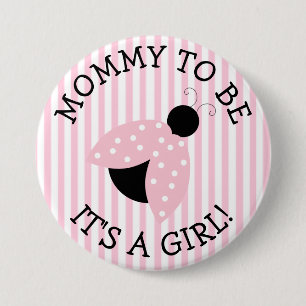 Badge Rond 7,6 Cm Bouton de Baby shower "Maman à être" rose Ladybug