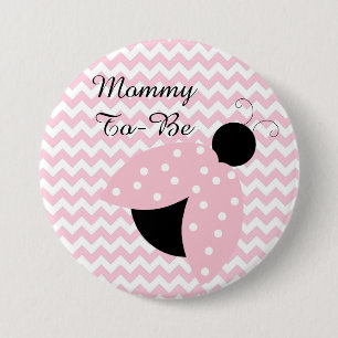 Badge Rond 7,6 Cm Bouton de Baby shower "Maman à être" rose Ladybug