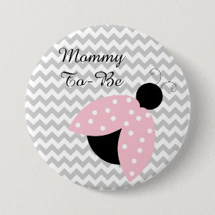 Badge Rond 7,6 Cm Bouton de Baby shower "Maman à être" rose Ladybug