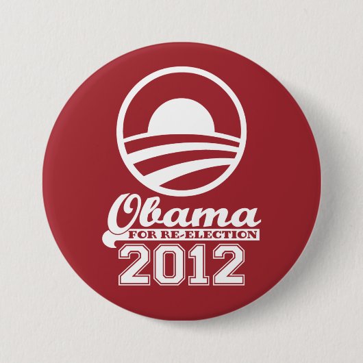 Badge Rond 7,6 Cm Bouton de campagne de réélection 2012 d'OBAMA (rou (Devant)