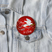 Badge Rond 7,6 Cm Bouton de colombe de Noël blanc (En situation)