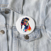 Badge Rond 7,6 Cm Bouton de dachshund aquarelle coloré (En situation)