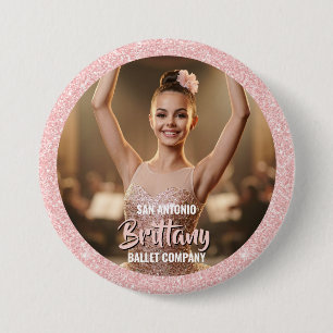 Badge Rond 7,6 Cm Bouton de danse photo Rose Gold avec bordure paill