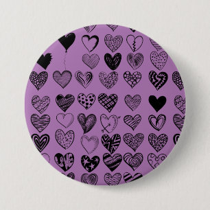 Badge Rond 7,6 Cm Bouton de dessin adorable Black Heart Scribble