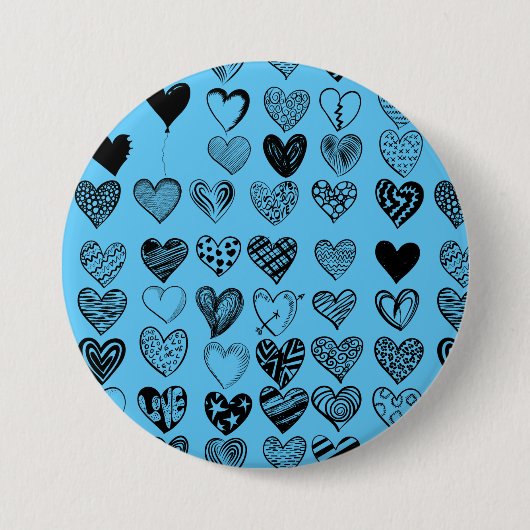Badge Rond 7,6 Cm Bouton de dessin adorable Black Heart Scribble (Devant)