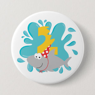 Badge Rond 7,6 Cm Bouton de deuxième anniversaire de requin