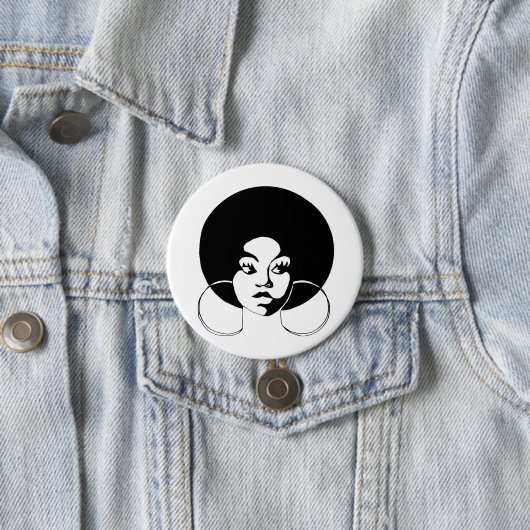Badge Rond 7,6 Cm Bouton de diva d'Afro (En situation)