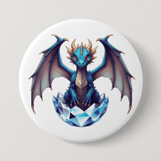 Badge Rond 7,6 Cm Bouton de dragon nouveau-né émergeant d'un œuf de 