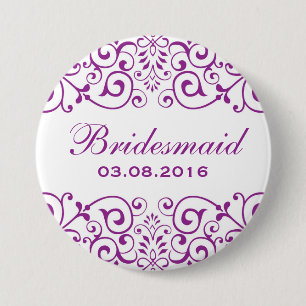 Badge Rond 7,6 Cm Bouton de femme de chambre violet blanc victorien
