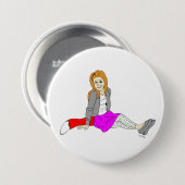 Badge Rond 7,6 Cm bouton de fille foxy (Devant & derrière)