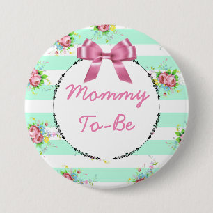 Badge Rond 7,6 Cm Bouton de Future Maman pour Baby Shower Vert Menth