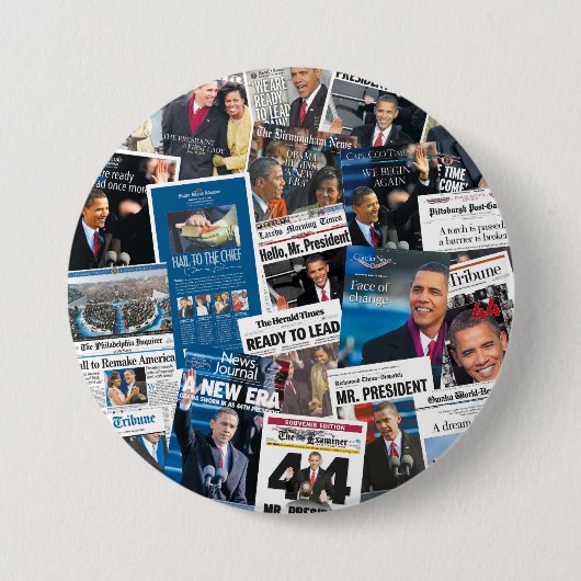 Badge Rond 7,6 Cm Bouton de journal d'inauguration d'Obama (Devant)